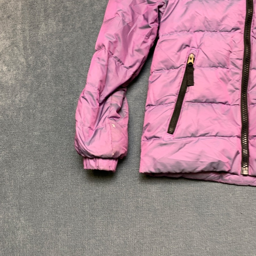 The North Face Puffer Jacket Girls XS Purple Hooded Long Sleeve Winter Full Zip - Picture 2 of 12